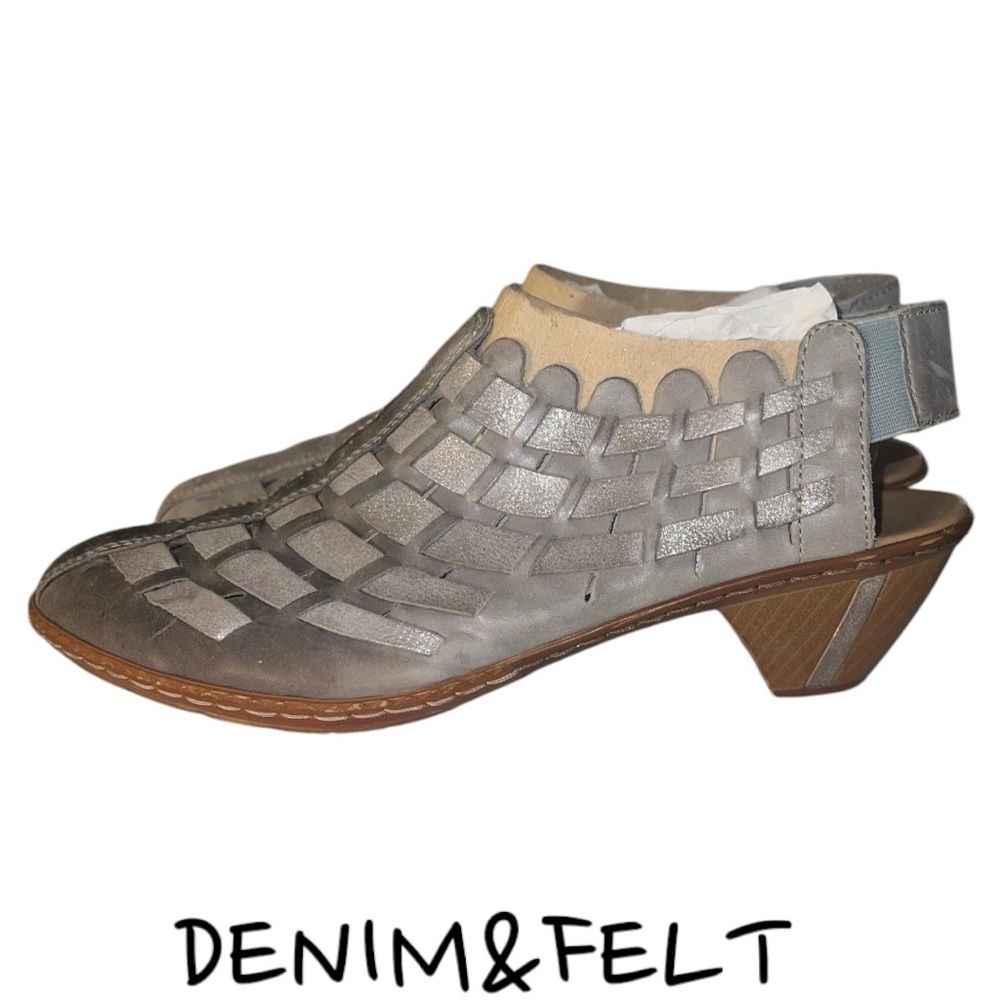 Rieker Antistress 46778 Sina Woven Leather Slingback Shootie/Shoe |Color: Grey🩶 - Picture 12 of 14